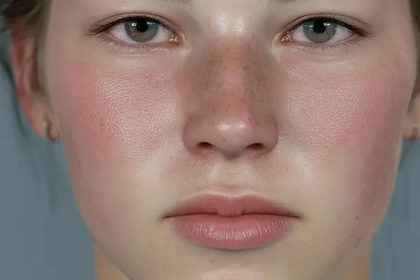 rosacée disparue sur un visage d'adolescente